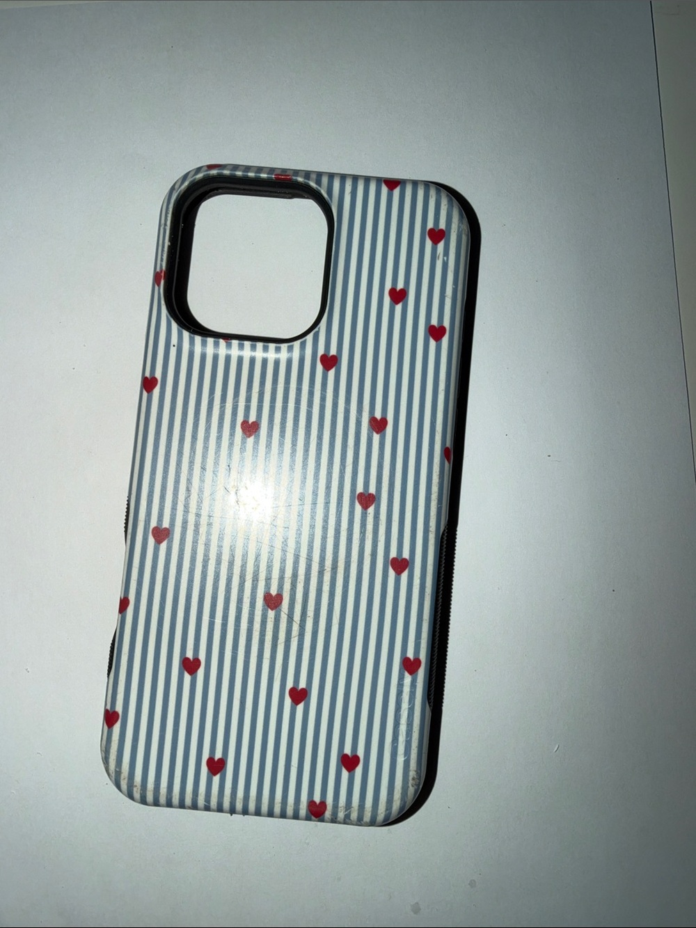 Casely Phone Case with Blue Stripes and Red Hearts